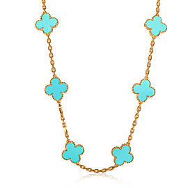 Van Cleef & Arpels Alhambra Vintage Turquoise 10 Station in 18k Yellow Gold