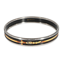 Hermes Narrow Enamel Bangle With Black & Gold Belt Buckle