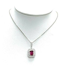 Diamond Rubellite Tourmaline Necklace 18k Gold 1.80 TCW Certified $4,950