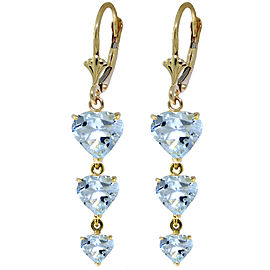 6 CTW 14K Solid Gold Heartthrob Aquamarine Earrings