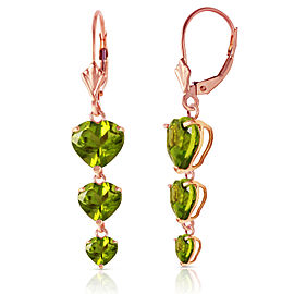 14K Solid Rose Gold Chandelier Earrings with Peridots