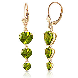 6 CTW 14K Solid Gold Heartthrop Peridot Earrings