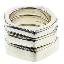 GUCCI 925 Silver Triple Hexagon Triple Ring LXGBKT-576