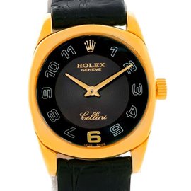 Rolex Cellini 6229 Danaos 18K Yellow Gold Black Dial Ladies Watch