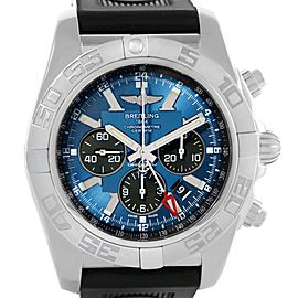 Breitling AB0410 Chronomat GMT Blue Dial Rubber Strap Steel Mens Watch