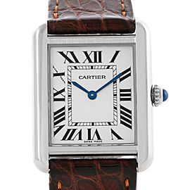 Cartier W1018255 Tank Solo Ladies Stainless Steel Brown Strap Watch