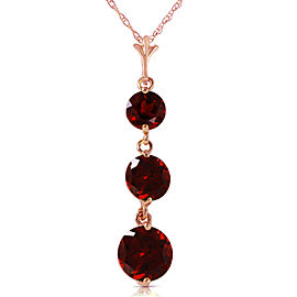 14K Solid Rose Gold Necklace with Natural Garnets