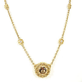 Judith Ripka 18K Yellow Gold .14tcw Cognac Quartz & Diamond Pendant Necklace