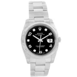 Rolex Date 115234 Steel 18K White Gold Diamond 34mm Mens Watch