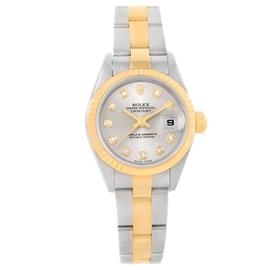 Rolex Datejust 79173 Stainless Steel & 18K Yellow Gold Silver Diamond Dial 26mm Womens Watch