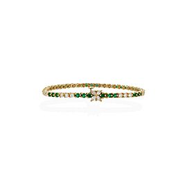 Tiffany & Co. 18K Yellow Gold Diamond and Emerald Tennis Bracelet