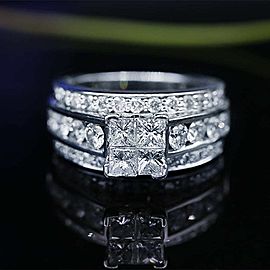 Impressive Engagement ring with 1.50ct of Princess and Round cut Diamonds DS-...