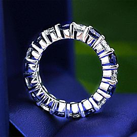 Charming Eternity band with 1.79ct of Round Diamonds and 2.92ct of Blue Sapph...