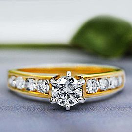 14k Yellow gold Engagement Ring features 1.18 ct of Total Diamond Weight ENG-...