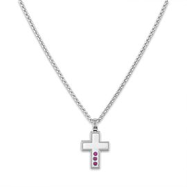 Chopard 18K White Gold Pink Sapphire Cross Necklace