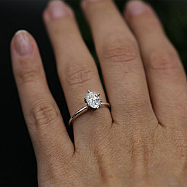 14k White Gold Solitaire Diamond Engagement Ring features 1.00 TCW Diamond