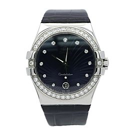 Ladies Omega Constellation Watch w/ Diamond Bezel and Dark Purple Dial