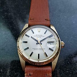 ROLEX Men's 14K Gold Oyster Date 1503 Automatic, c.1978 Swiss Vintage LV688TAN