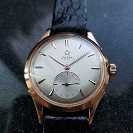 Men's Omega Bumper Automatic 18k Rose Gold, c.1940s Vintage Swiss Luxury LV30BLK