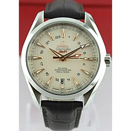 OMEGA SEAMASTER AQUA TERRA GMT 231.13.43.22.02.004 CO AXIAL BROWN LEATHER WATCH