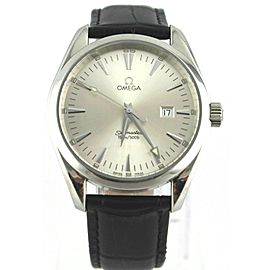 OMEGA SEAMASTER AQUA TERRA 2517.30 SILVER BLACK LEATHER SWISS QUARTZ MENS WATCH