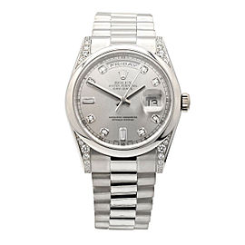 Men's Rolex Day-Date 36 Presidential Platinum, Rhodium Diamonds Dial, 118296