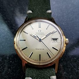 Men's Omega Gold-Capped Geneve Automatic w/Date c.1973 Swiss Vintage R1335GRN