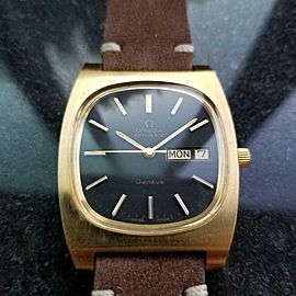 Men's Omega Geneve Gold-Plated Day Date Automatic, c.1970s Swiss Vintage J728BRN