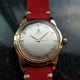 Men's Omega ref.2577 Bumper Automatic Solid 14k Gold, c.1940s Vintage LV94RED