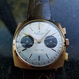 Men's Gold-Plated Breitling Top Time Chronograph Manual c.1970s Vintage LV444BRN