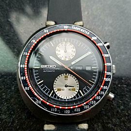 Men's Seiko 6138 "UFO" Automatic Chronograph w/Day Date, 1970s Vintage GG42BLK