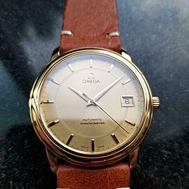 Men's Omega 18K Gold Chronometer Automatic w/Date, c.2000s Swiss Luxury LV486TAN