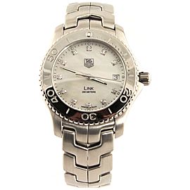 TAG HEUER MENS LINK WJ1114.BA0570 MOTHER OF PEARL DIAMOND STEEL LUXURY WATCH