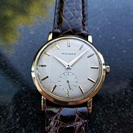 MOVADO Men's 1950s 18K Solid Gold 33mm Manual Wind Vintage Swiss Watch LV506