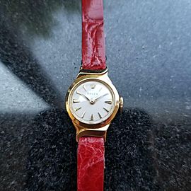 Rolex Ladies 1950s 18K Solid Gold 9632 17mm Vintage Cocktail Watch Swiss LV559