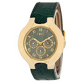 Ebel Lichine 18k Yellow Gold Chronograph Quartz Green Men's Watch 8964980