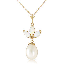 4.75 CTW 14K Solid Gold Necklace Cultured Pearl Opal