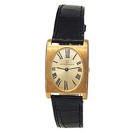 Universal Geneve 18k Yellow Gold Black Leather Manual Champagne Ladies Watch