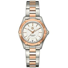 TAG HEUER AQUARACER WAP2350.BD0838 AUTOMATIC 18K ROSE GOLD LADIES SILVER WATCH