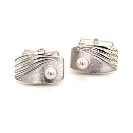 Mikimoto Estate Cufflinks With Pearls Sterling Silver 6.31 Grams 5.15 mm M127