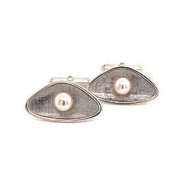 Mikimoto Estate Cufflinks With Pearls Sterling Silver 5.14 Grams 6.25 mm M126