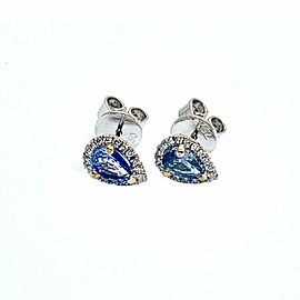 Diamond Sapphire Stud Earrings 18k Gold 0.60 CTW Certified $2,295 921738