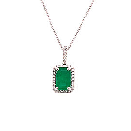 Emerald Diamond Necklace 18k Gold 2.55 TCW Women 18" Certified