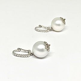 Diamond South Sea Pearl Earrings 14k Gold 13 mm Certified