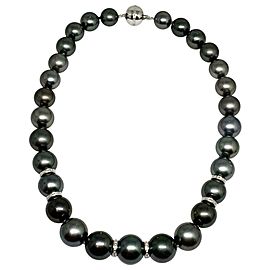 Diamond Tahitian Pearl Necklace 14k Gold 16.3 mm 16.5" Certified $24,000 914649