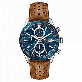 TAG HEUER CARRERA CBM2112.FC6455 AUTOMATIC CHORNOGRAPH CERAMIC LEATHER MEN WATCH