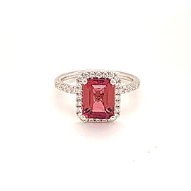 Diamond Tourmaline Rubellite Ring 18k Gold 3.11TCW Women Certified $3,950 913131