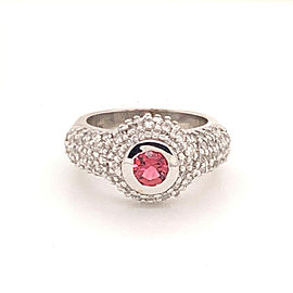 Diamond Tourmaline Ring 1.29 tcw 14k White Gold Certified