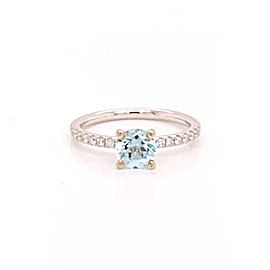 Diamond Aquamarine Ring 18k Gold 1.08 TCW Certified