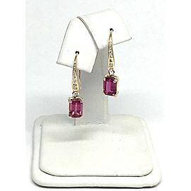 Diamond Rubellite Tourmaline Earrings 14k Gold 2.05 TCW Certified